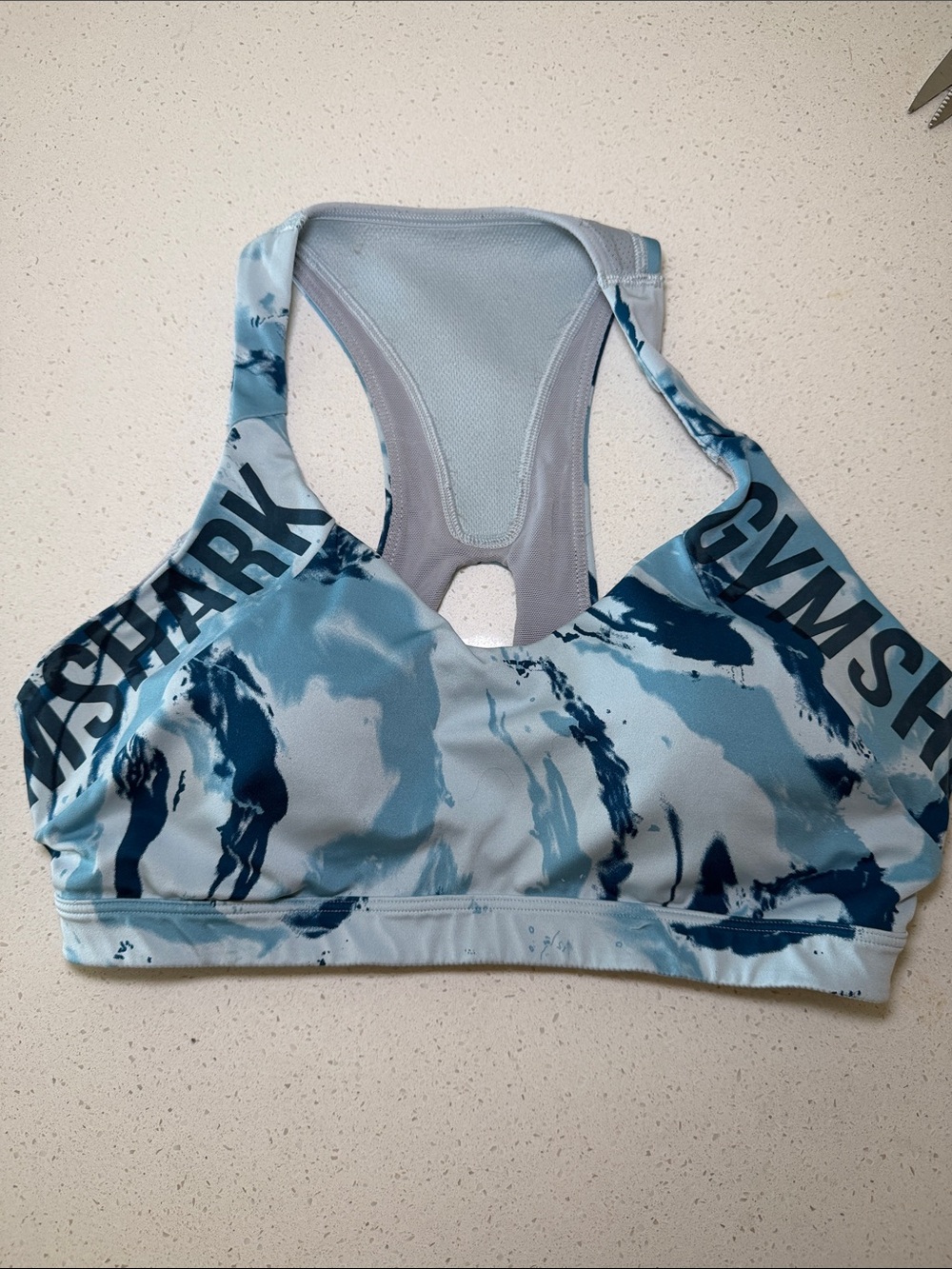 Gymshark OG Power Blue Marble Racerback Sports Bra